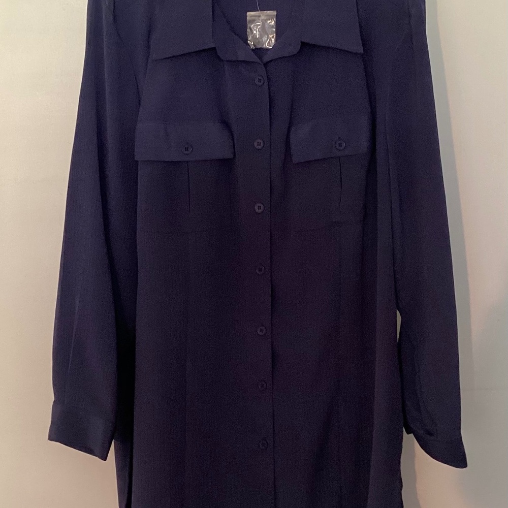 Women's Chelsea Studio blue button down blouse Sz 18W